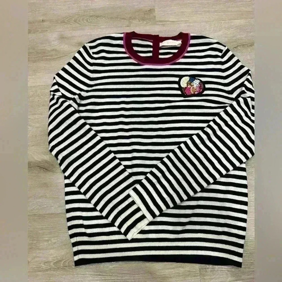 Tory Burch Iberia 💯% Cashmere Embellished Sweater size large - Picture 3 of 8